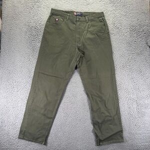 Vintage Chaps Ralph Lauren Jeans Mens 36x32 Green Cotton Denim Straight Workwear